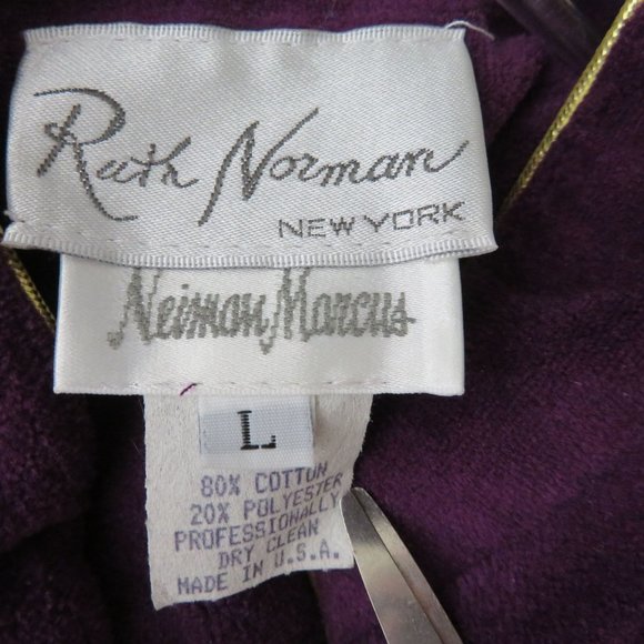 Vintage 80s Ruth Norman for Neiman Marcus Velour Guru Jacket Purple Gold Toggles - Picture 14 of 14